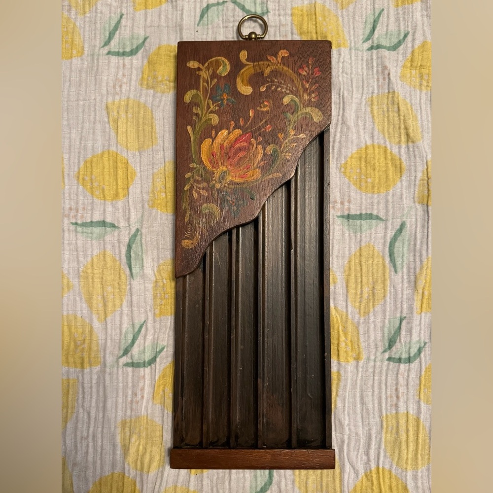 Vintage Wall Hanging Knife Rack Original Hand-painted Scandinavian Art